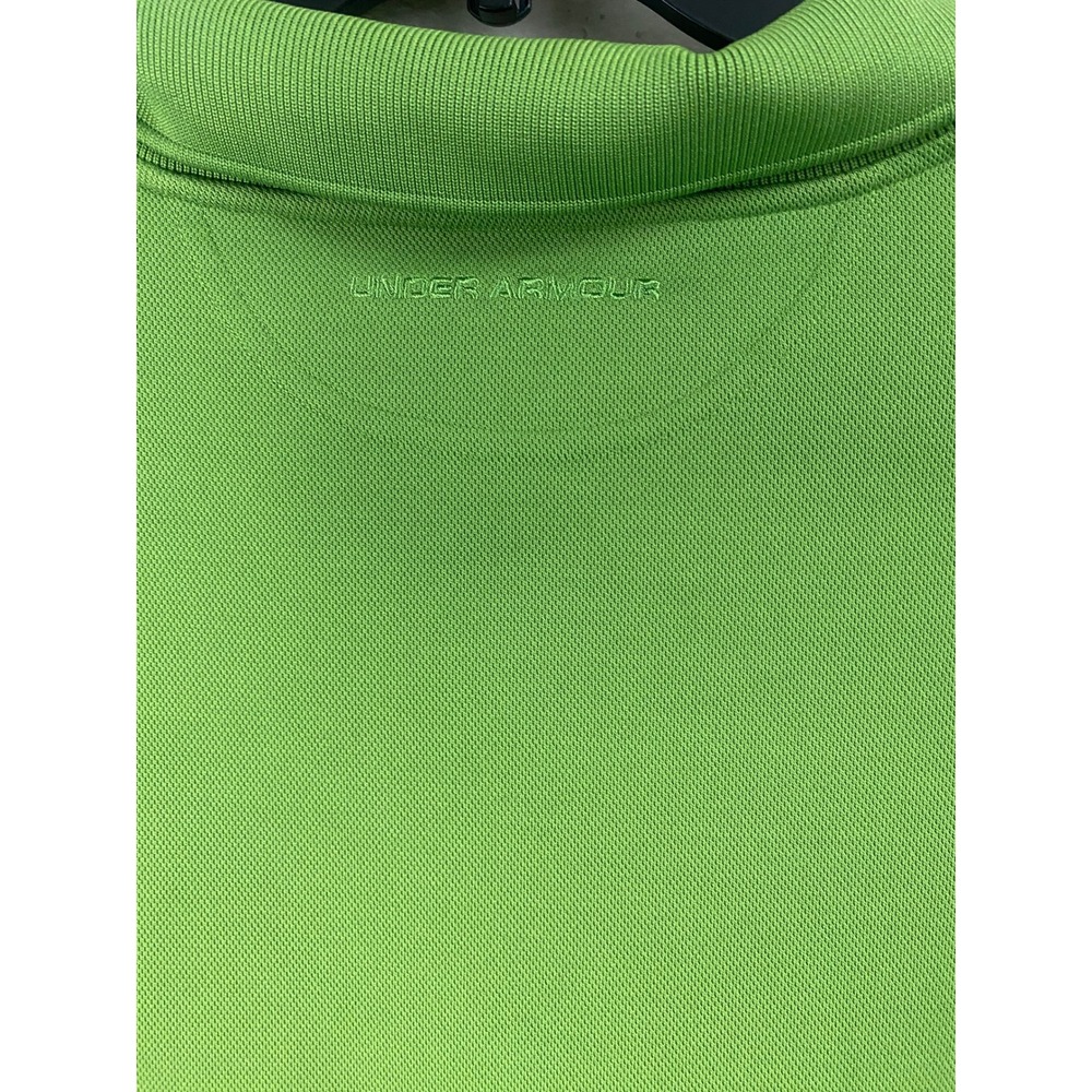Under Armour Polo Shirt Men XXL Lime Green HeatGear Fitted Athletic Top - Picture 6 of 10